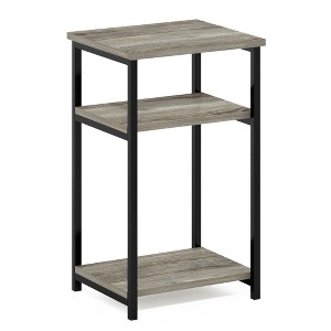 Furinno Just 3-Tier Industrial Metal Frame End Table with Storage Shelves, 1-Pack, French Oak - 1 of 1