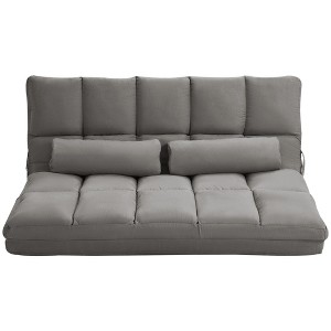 Recliner Sofa, Convertible Floor Sofa Chair with 2 Pillows, Adjustable Backrest and Headrest - 1 of 4