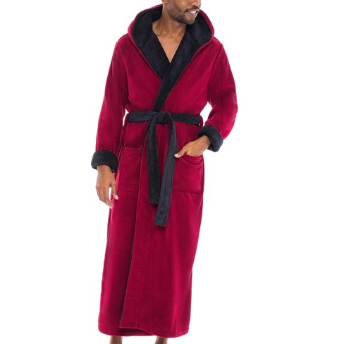 Holiday Cotton Velour Hooded Robe, Bright Green/Burgundy – Down Etc