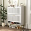 Resenkos Modern Vertical White Shoe Cabinet Organizer Storage Rack with Gold Legs for Entryway - 2 of 4