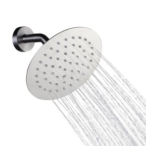 WOWOW 1-Spray Patterns with 1.8 GPM 8 in. Wall Mount Rain Fixed Shower Head in Brushed Nickel - 1 of 4