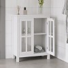Lavish Home Buffet Cabinet - Sideboard Table with Interior Shelf and Glass Display Doors (White) - 4 of 4
