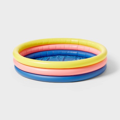 10.63'' x 4.13'' x 10.63'' 3 Ring Pool 105 gal Round Kiddie Pool - Yellow/Pink/Navy - Sun Squad™