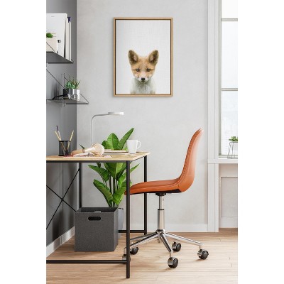 Natural Framed Baby Fox Canvas Art for Kids, 18x24