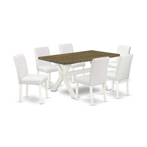 HomeStock 7-Pc Rectangle Natural Oak Finish Solid Wood Top Dining Table with 6-Chairs - 1 of 4