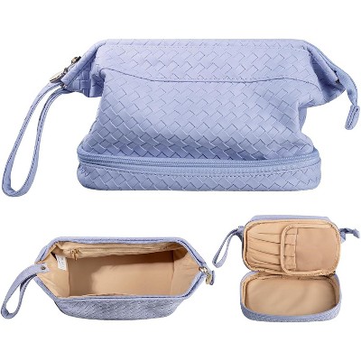 Paaaawaters Large Capacity Makeup Bag Ladies Cosmetic Bag Travel Bag with Compartments Portable PU Leather Travel Makeup Bag