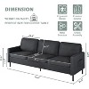 72“ 3-Seater Sectional Sofa with USB Ports, Mid-Century Modern Couch for Small Spaces, Living Room, Bedroom, Apartment – Dark Grey - 2 of 4
