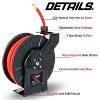 ReelWorks Industrial Retractable Air Hose Reel - 3/8" x  50'FT, 1/4" NPT Connections, Single Arm - 2 of 4