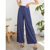 MISSKY Women's Wide Leg Pants Casual Palazzo Summer Flowy Pants Elastic High Waist Lounge Drawstring Long Trousers - 3 of 4