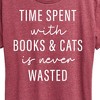 Women's - Instant Message - Time Spent With Books Cats Short Sleeve Graphic T-Shirt - 2 of 4