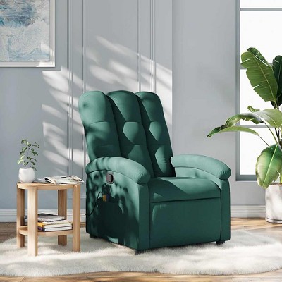 VidaXL Massage Recliner Chair Dark Green Fabric