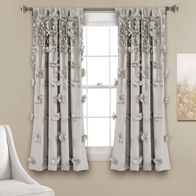 63"x54" Riley Window Single Curtain Panel Light Gray - Lush Décor