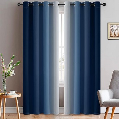 Yakamok Blue and Greyish White Ombre Curtains(52x84 Inch, 2 Panels)