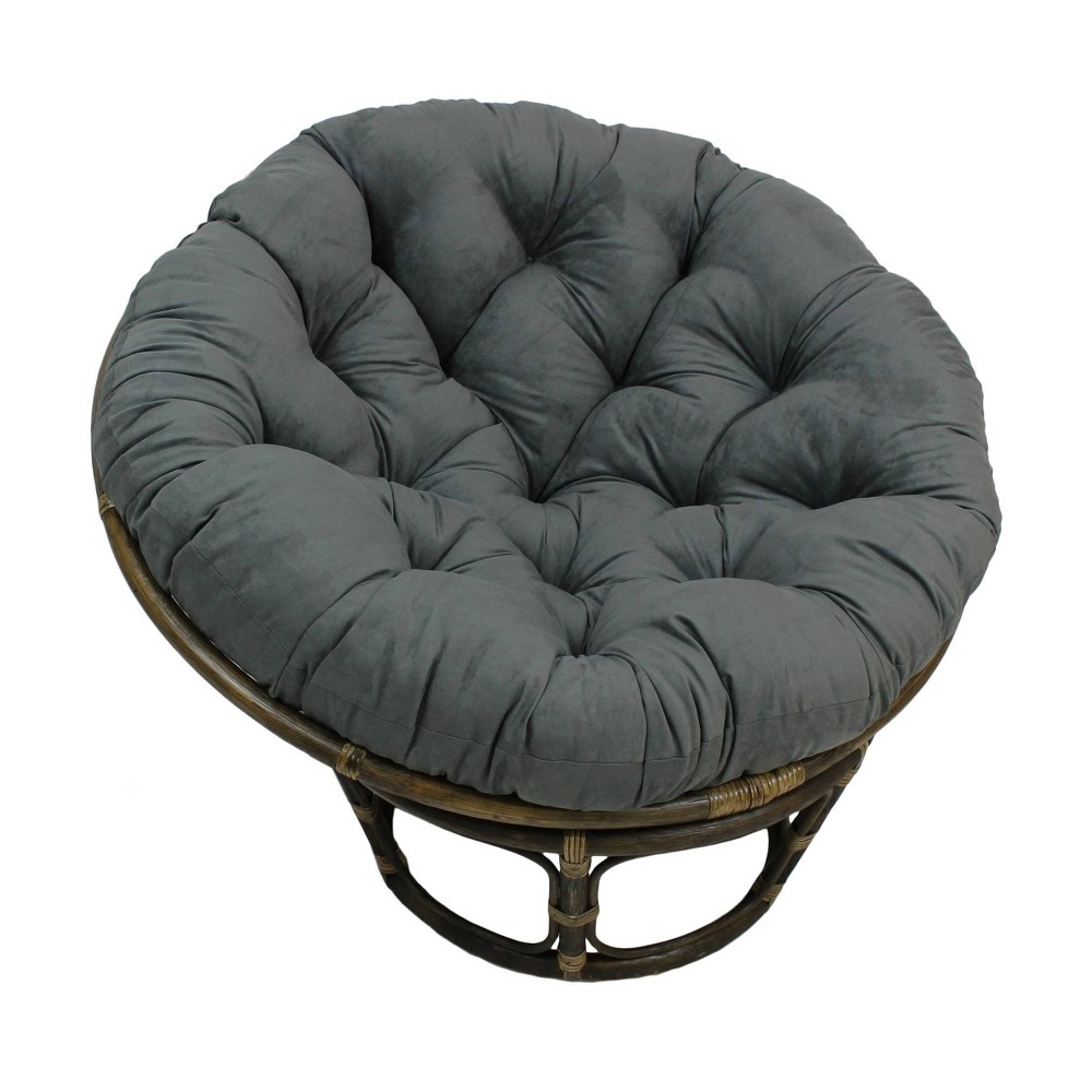 Photos - Coffee Table International Caravan 42" Rattan Papasan Chair with Micro Suede Cushion Gray: Stained Finish, Polyester Fill