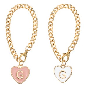 Unique Bargains Letter Heart Shape Identification Accessories Pink & White 2 Pcs - 1 of 4