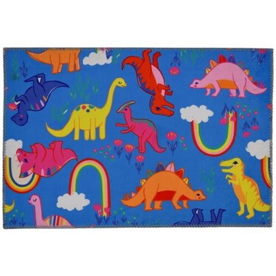 Homefires Dinosaurs & Rainbows Indoor Rug – Fun, Colorful, Soft & Durable, Easy-to-Clean Accent Rug for Kids' Rooms & Play Areas