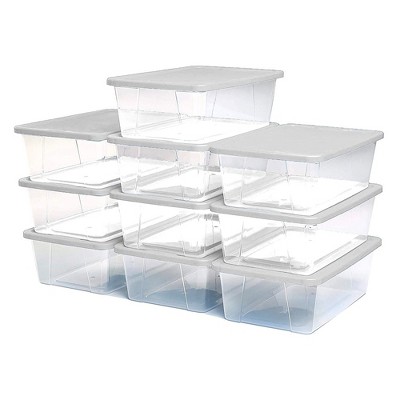 Homz 6 Quart Secure Seal Latching Small Clear Plastic Storage Tote Container Bin with Lid for Home and Office Organization, (10 Pack)