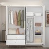 FUFU&GAGA White Wardrobe with Mirror Modern Deco Style Armoire with Four Doors and Two Drawers - 2 of 4