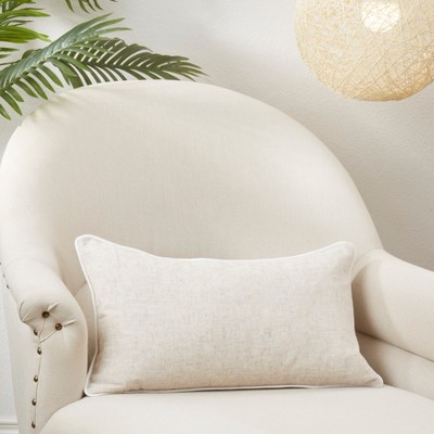 Toscana Daydream Beige Linen Blend Rectangular Throw Pillow