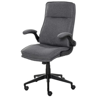 Vinsetto Ergonomic Office Chair Swivel High Back Computer Desk Chair with Flip-Up Armrest Comfy Thick Padded Cushions Wheels Grey