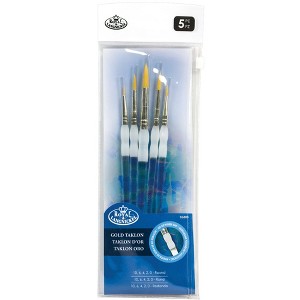 Royal & Langnickel Soft Grip Round Golden Taklon Fiber Paint Brush Set, Assorted Size, Set of 5 - 1 of 2
