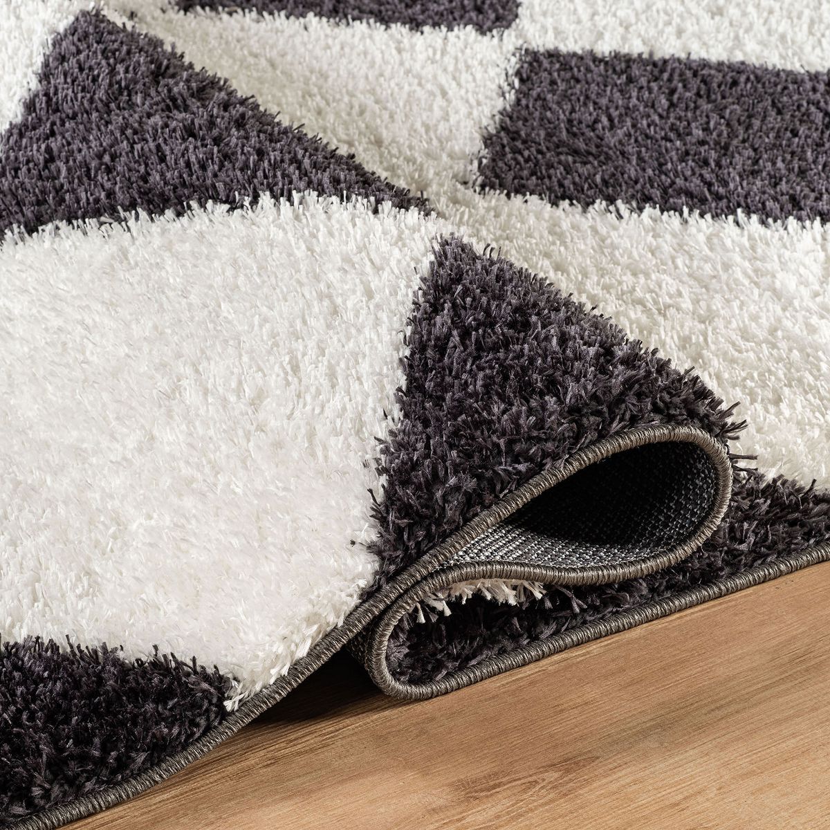 World Rug Gallery Diamond Wave Shag Rug – Cozy Feel for Living Room, Bedroom, or Entryway – Anthracite Dark Gray – Medium Pile - thumbnail 5
