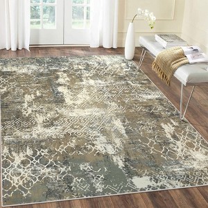 Machine Washable Rug Modern Abstract Carpet Non Slip Geometric Throw Rug Foldable Low Pile Ultra Soft Distressed Accent Rug for Living&Dining Room - 1 of 4