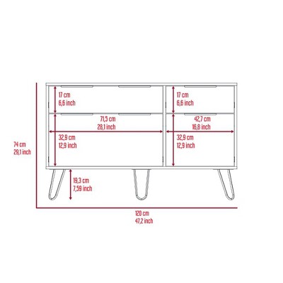 Light Wood Double Dresser with Hairpin Legs and Soft Close Drawers