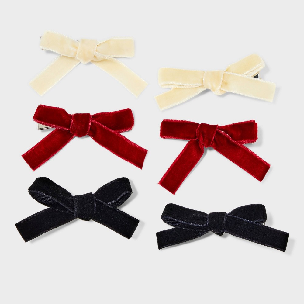 Accessories For hair Mini Hair Bow Clips 6pc - Wild Fable™ Black/Ivory/Red