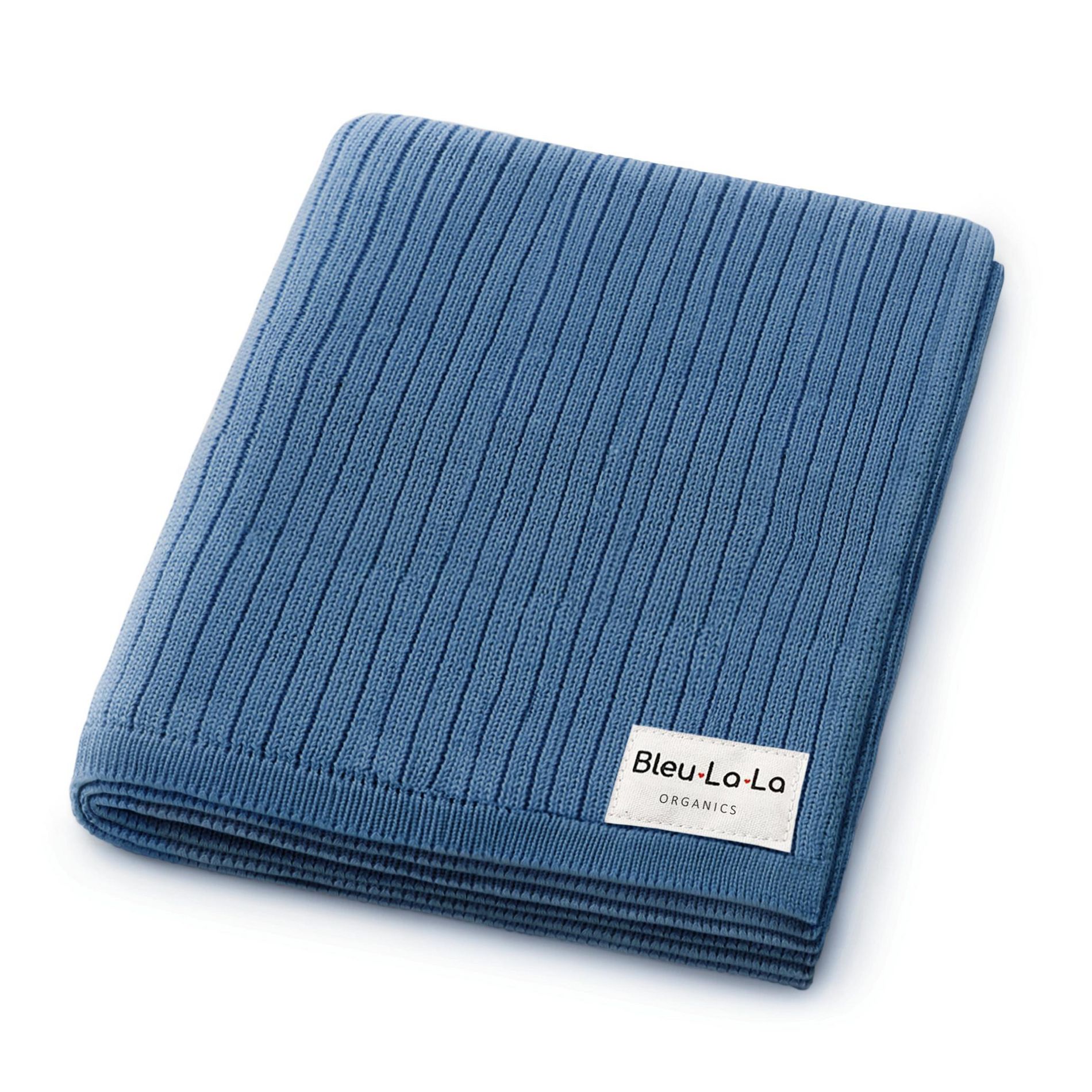Bleu La La 100% Luxury Organic Cotton Ribbed Baby Swaddle Blanket for Newborn and Infant Boys and Girls - Denim Blue