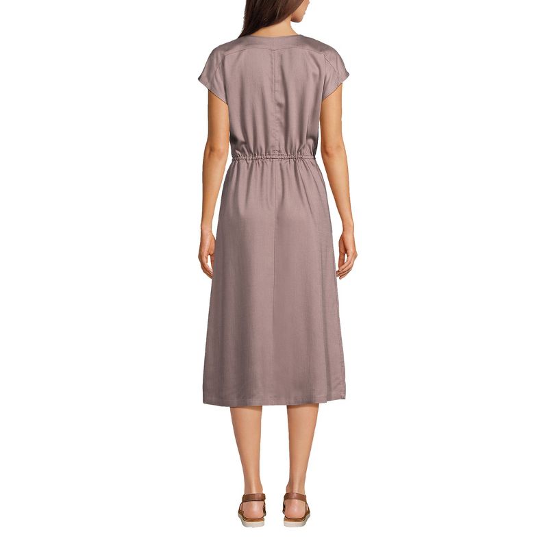 Lands' End Women's V-Neck Midi Dress made with TENCEL Fibers, 2 of 5