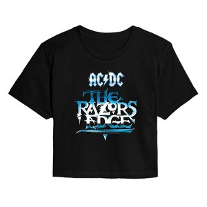 Women's - ACDC - Razors Edge Album -Juniors Cropped Short Sleeve Graphic T-Shirt Cropped Graphic T-Shirt - 1 of 4