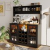 Modern Wood Wine Bar Cabinet with Storage, Shelves Hooks for Living Room, Kitchen - 3 of 4