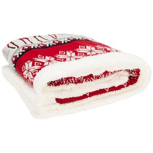 Prancer Faux Shearling Throw - Red - 50" X 60" - Safavieh. - 1 of 3