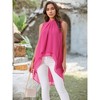 INSPIRE CHIC Women's Casual Tie Back Asymmetrical High Low Sleeveless Mock Neck Flowy Blouse - 2 of 4