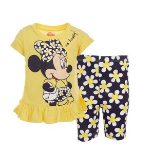 Disney Minnie Mouse Peplum T-Shirt and Bike Shorts Outfit Set Infant to Big Kid - 1 of 4