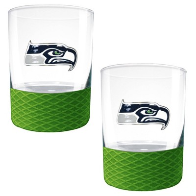 NFL Seattle Seahawks 14oz Rocks Glass Set with Silicone Grip - 2pc