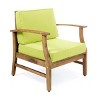 Outdoor Acacia Wood Club Chairs Set Of 2,Fabric Upholstered Armrests Chair,Slat Panel Backrest Accent Chair For Patio Garden-Coolbibila - 3 of 4