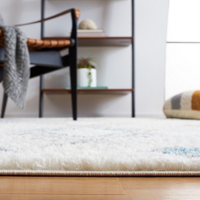 Ivory and Gray Synthetic Square Moroccan Area Rug