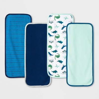 Image of Baby Boys' 4pk Dino Burp Cloth - Cloud Island™ Blue