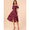 Allegra K Women's Spaghetti Straps Ruffled Sleeves Asymmetrical High Low Floral Midi Sundresses - 2 of 4