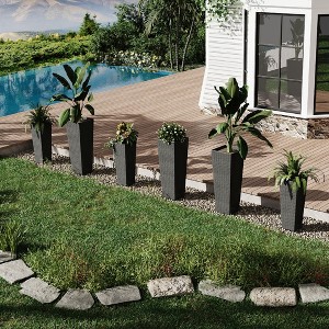 2 Pack Large Planters for Indoor Plants, Plant Pots All-Weather Use with Drainage Holes for Porch, Patio, Backyard, Black - 1 of 4