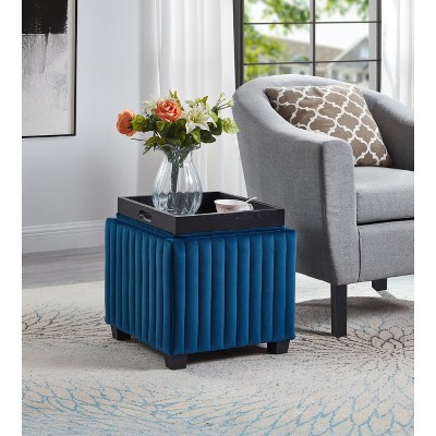Living Room Footstool Storage Ottoman with Coffee Table Tray, Entryway Bench Stool for Hallway