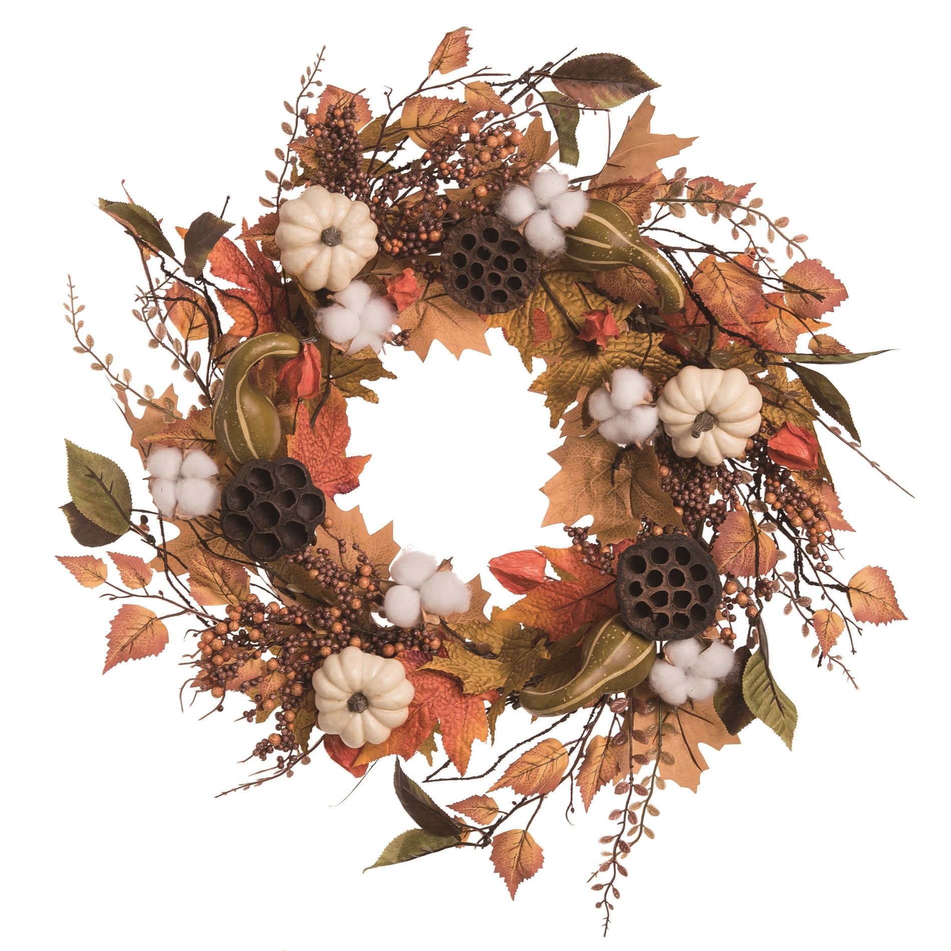 Transpac Autumn Home and Hearth Wreath Multicolored Fabric Canvas Fall Harvest Indoor Decoration Gift Hostess Easy Care