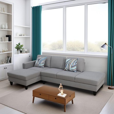 DOMETOUR Light Gray Calico 2-Piece Couch Living Room Sofa Set
