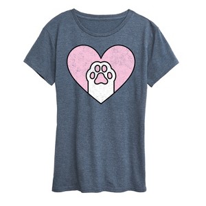 Women's - Instant Message - Cat Paw Heart Short Sleeve Graphic T-Shirt - 1 of 4