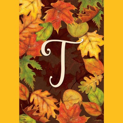 Briarwood Lane Fall Garden Flag 18x12.5 For Outdoor Fall Leaves Monogram Letter T Garden Flag Flag For Fall Garden Flag Flags For Outside