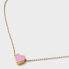 Tiny Tags 14K Gold Ion Plated Pink Enamel Heart Pendant Necklace - Gold/Pink - 4 of 4