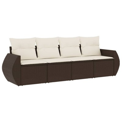 vidaXL Garden Sofa Set Brown, Cream White