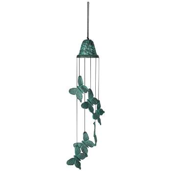 Woodstock Wind Chimes Signature Collection, Woodstock Habitats, Butterfly Chime 21'' Verdigris Wind Chime CBC